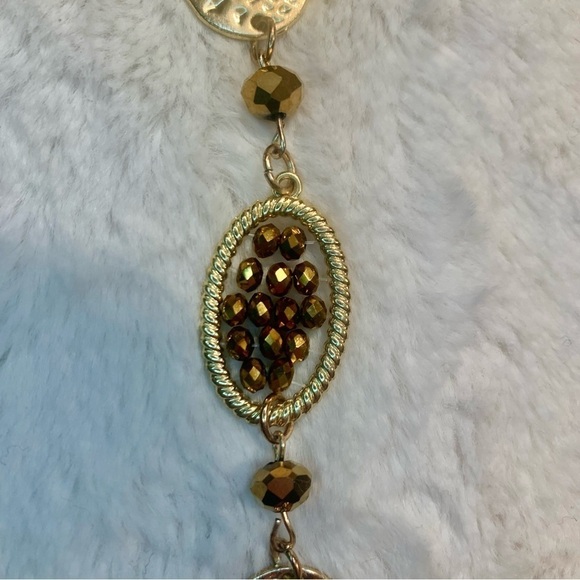 Boho Necklace Long Gold-Tone & Bronze Beaded Perfect Condition Gorgeous! - Picture 14 of 16